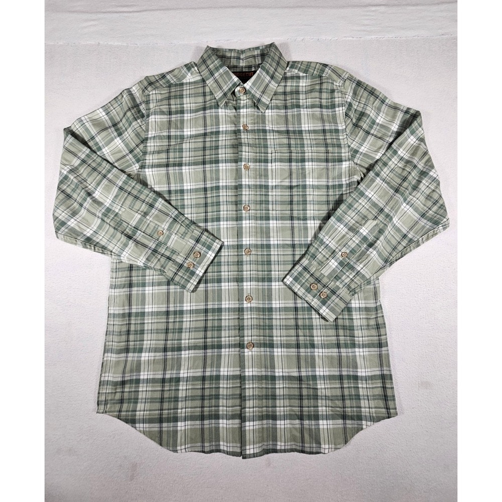 Ridgecut Toughwear Mens Green Plaid Long Sleeve Button Down Shirt Size M RC11011